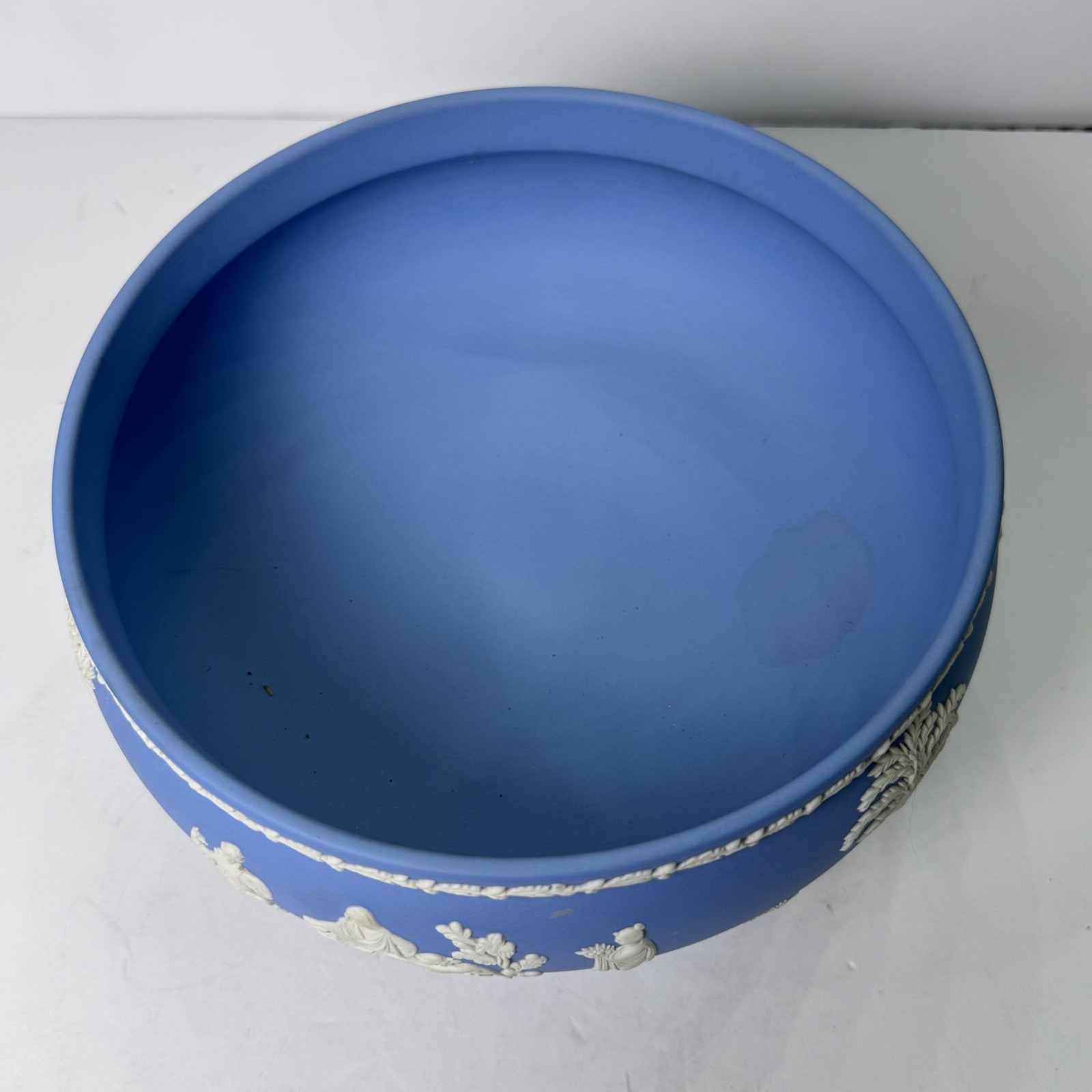 Wedgwood Blue Jasperware Footed Bowl Neoclassical Sacrifice Scenes England