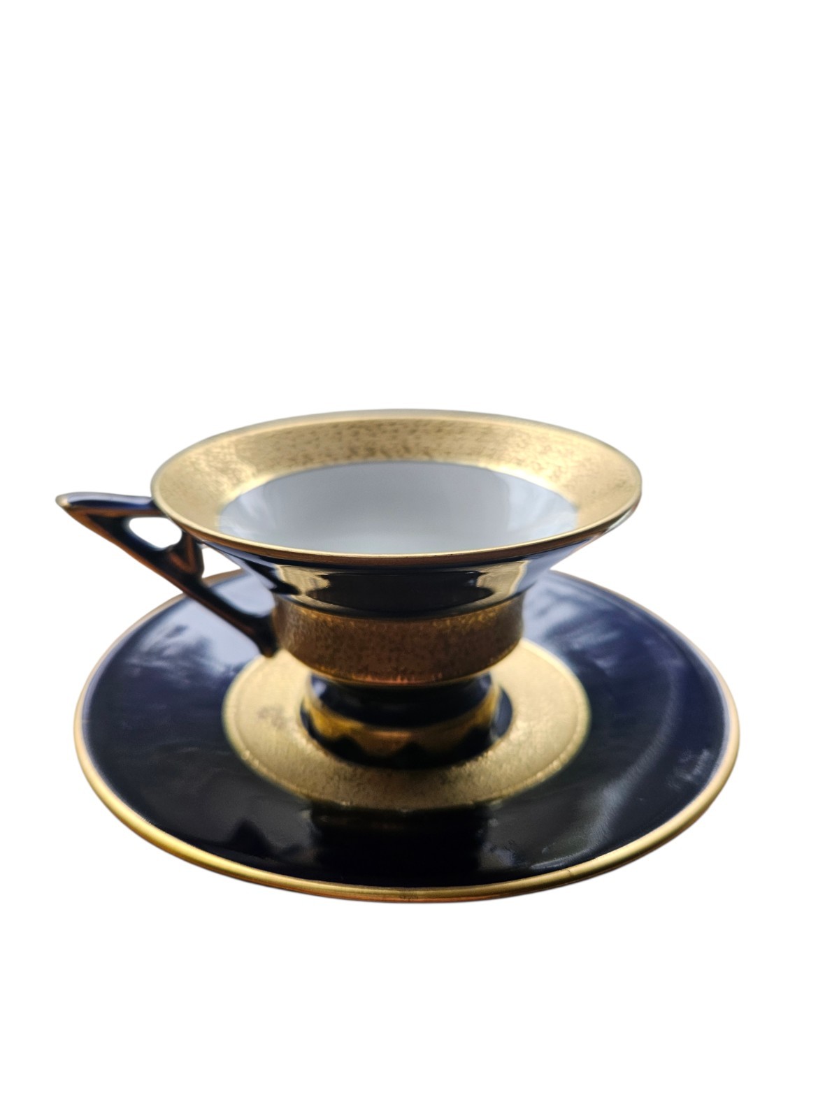 Jlmenau Graf Von Henneberg Echt Kobalt Germany Demitasse Tea Cup & Saucer READ