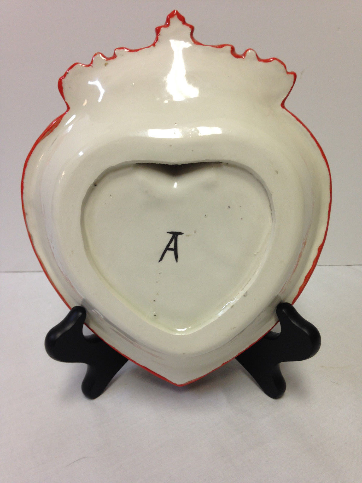 Heart Crest Art Pottery Trinket Dish Bowl Marked “A” 8″