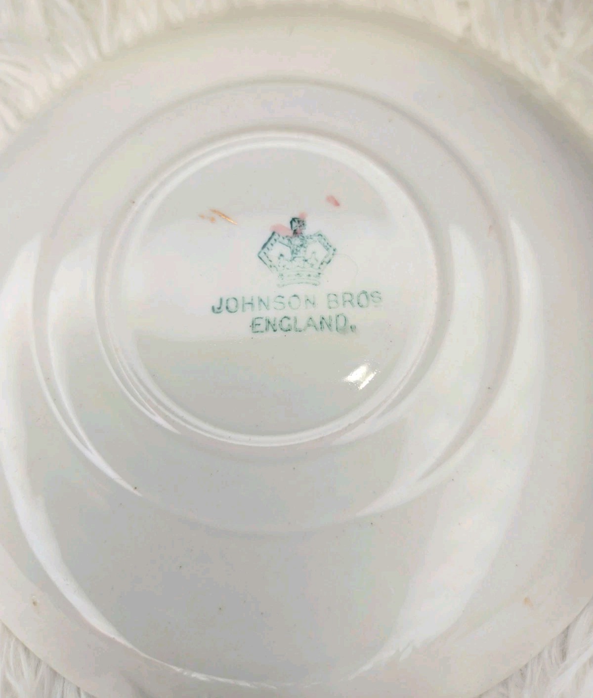 Set of 5 Vintage Johnson Bros England JB17 saucer plates rust blue floral gold