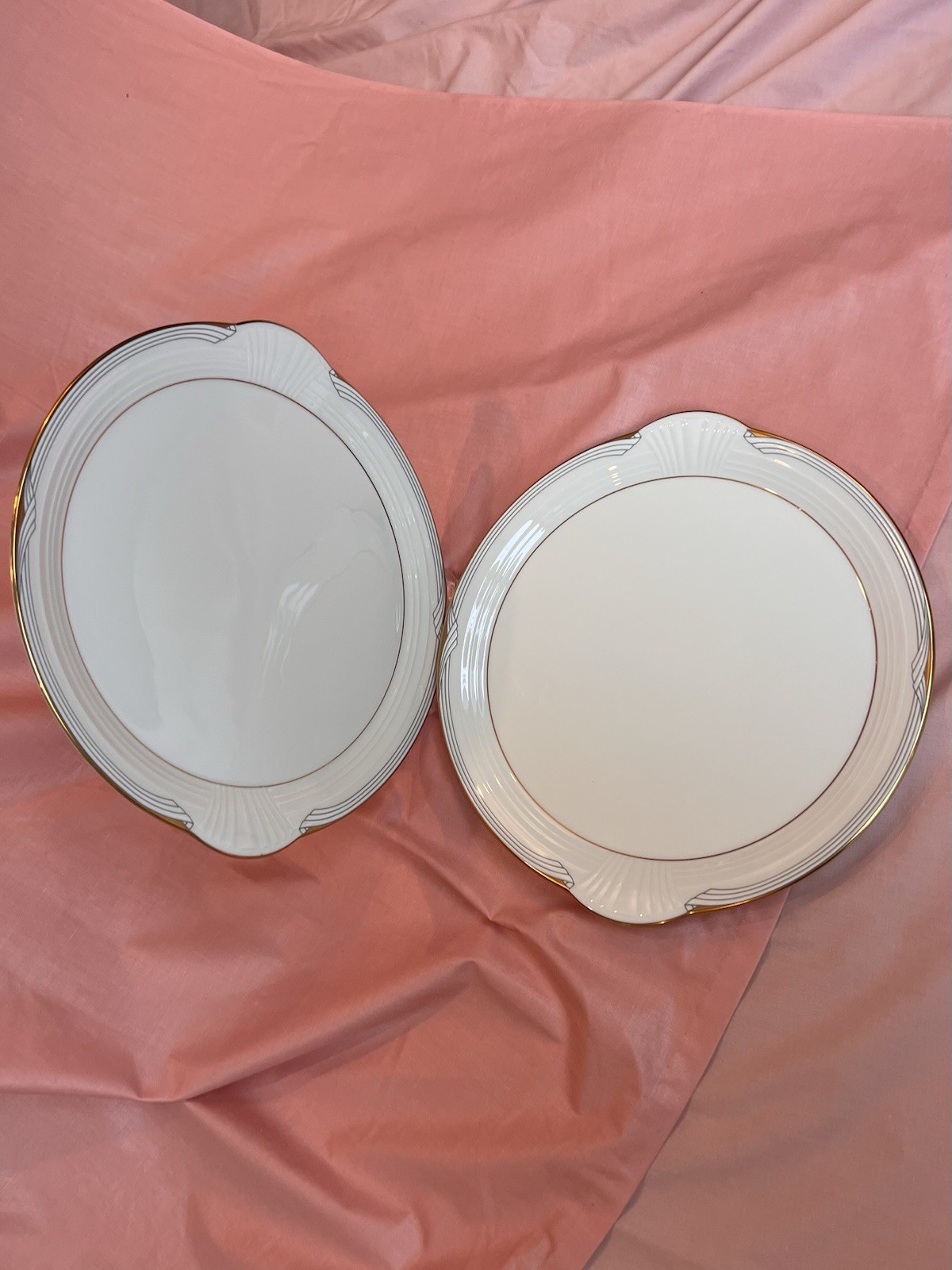 2 Golden Cove Handled Cake Plates by Noritake China Made In Japan