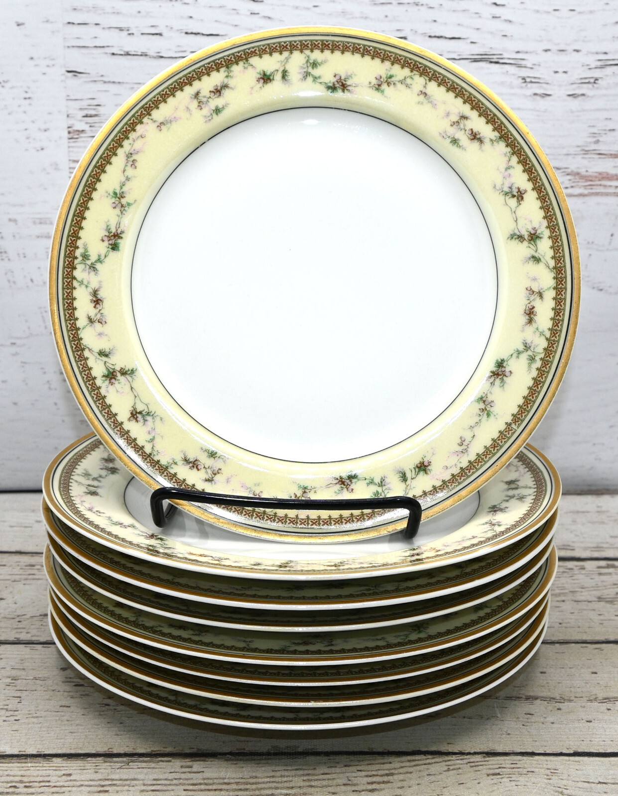 Haviland France Limoges Salad Lunch 7.5″ Plate Set of 8 Gold Trim