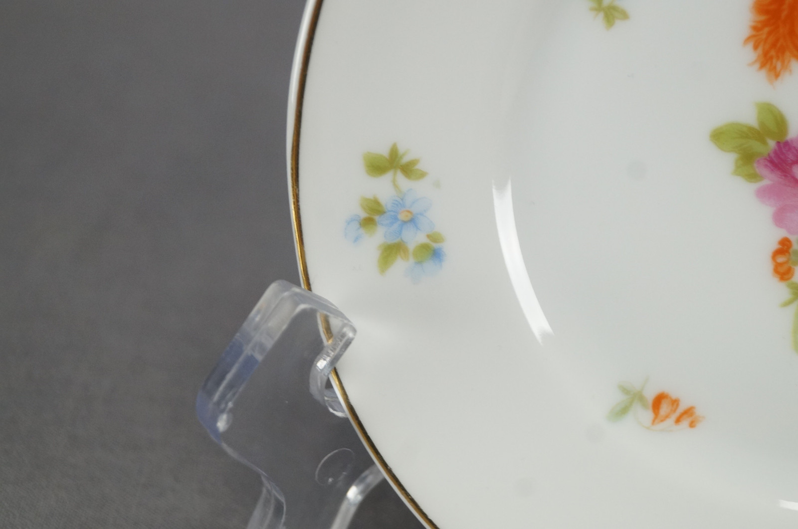 Pair of Rosenthal Dresden Flowers & Gold 6 1/8 Inch Bread Plates Circa 1901