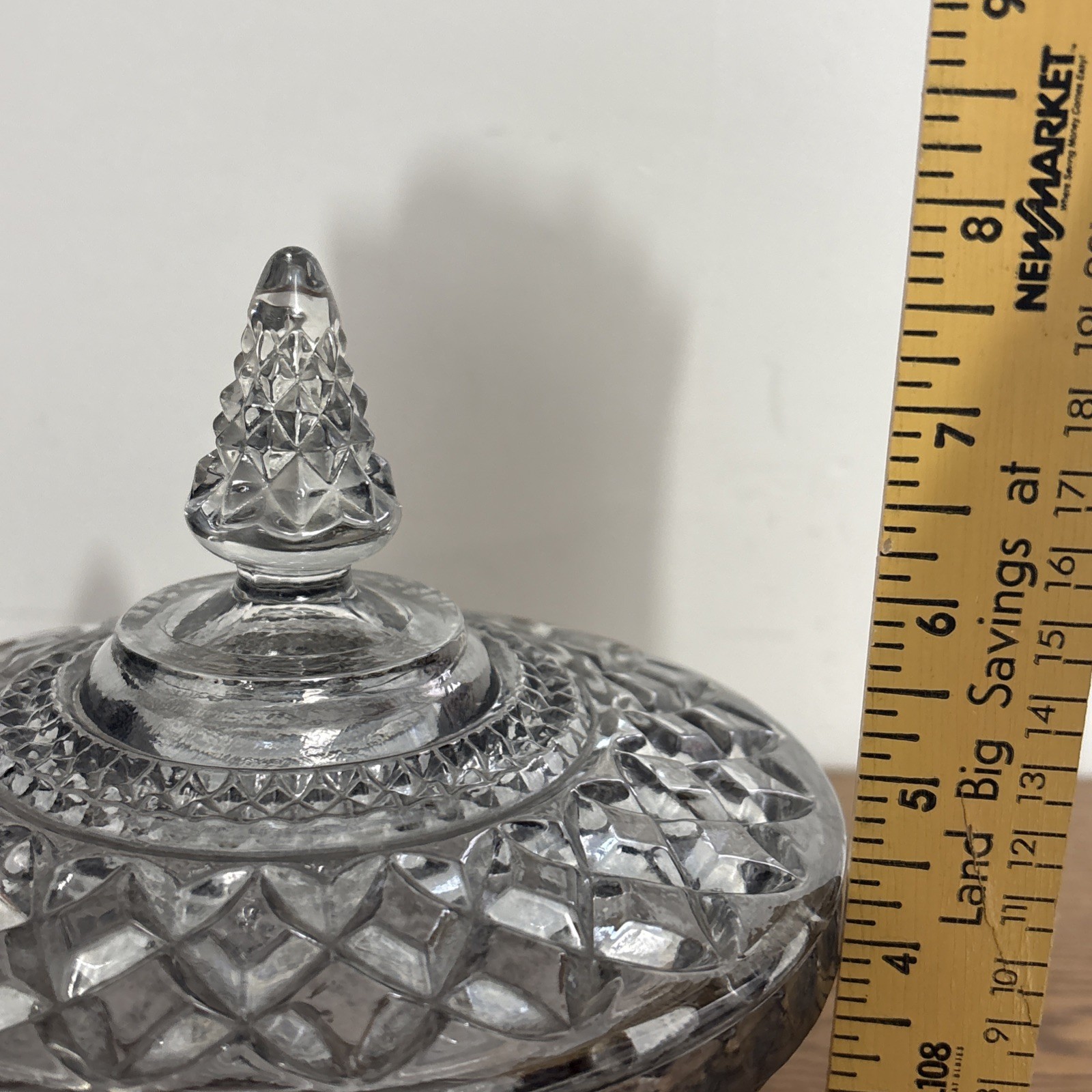 VTG Anchor Hocking Wexford 7.5” Diamond Smoky Gray Iridescent Candy Dish