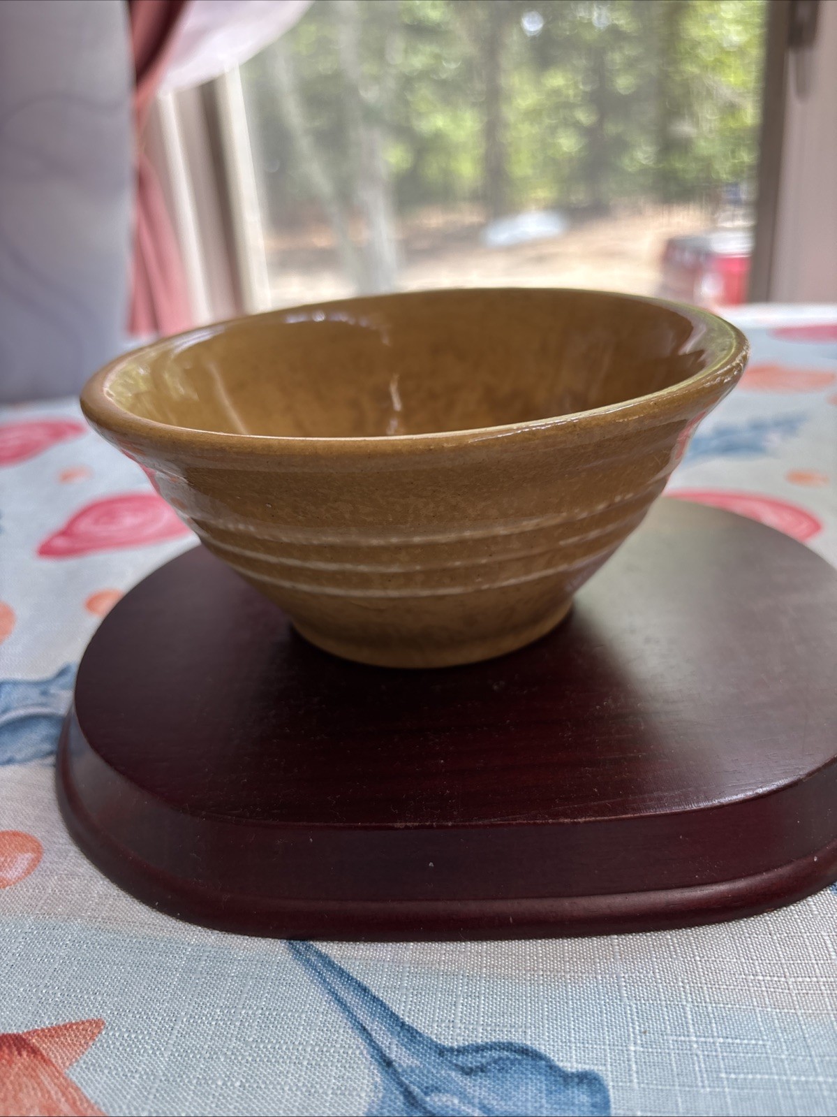 RARE ANTIQUE VINTAGE TINY 5 ¼” McCOY 3 WHITE BAND BOWL YELLOW WARE MINT