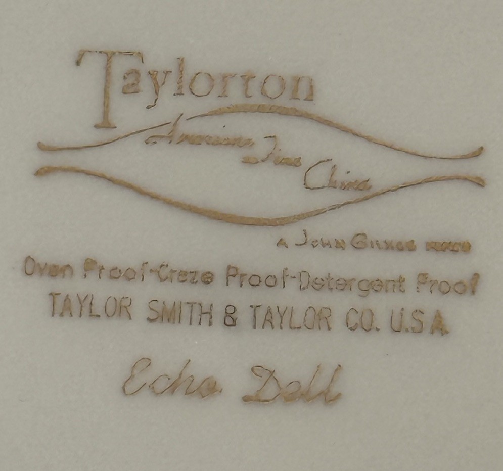 Taylor Smith Taylor Co Taylorton Echo Dell 1 Bread Plate 2 Saucers Vtg 1959