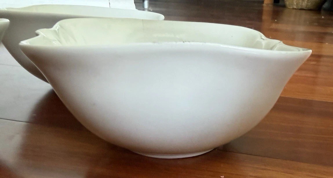 Palm Restaurant White Porcelain Serving Bowls Set of 3 Square Pinch Dishes 6”