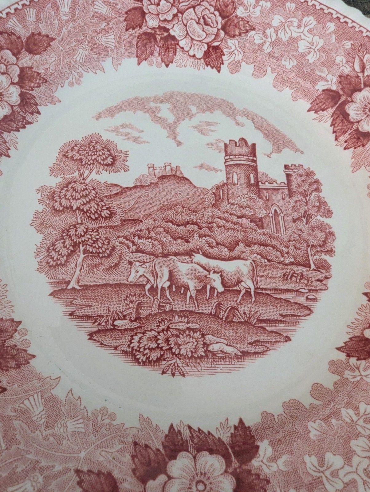 Vintage Adams English Scenic Red Transferware Ironstone Plate | Made in England