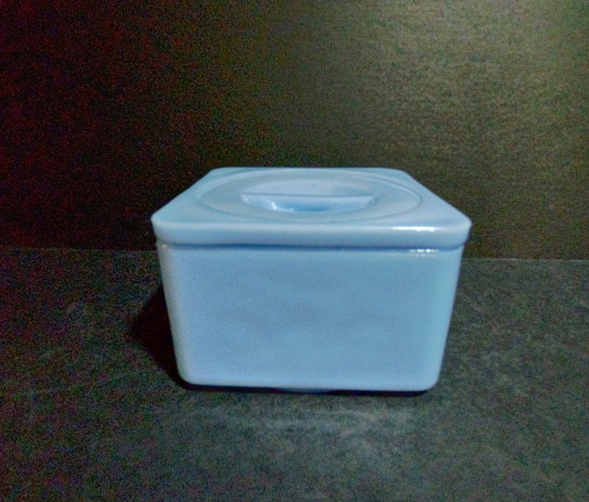 Jeannette Glass Delphite Blue Square Refrigerator Covered Dish Vintage