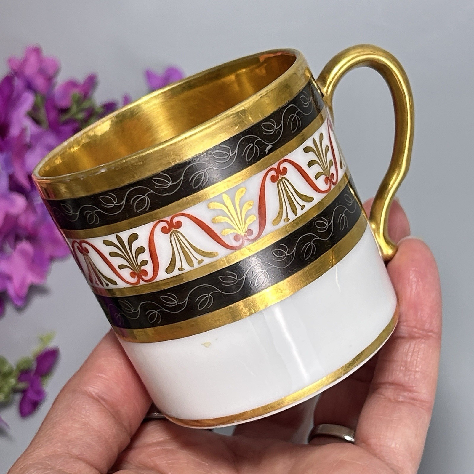 Antique Nast Veiux Paris Porcelain Cup C1815s Gilt French Empire 2.5”H Gold