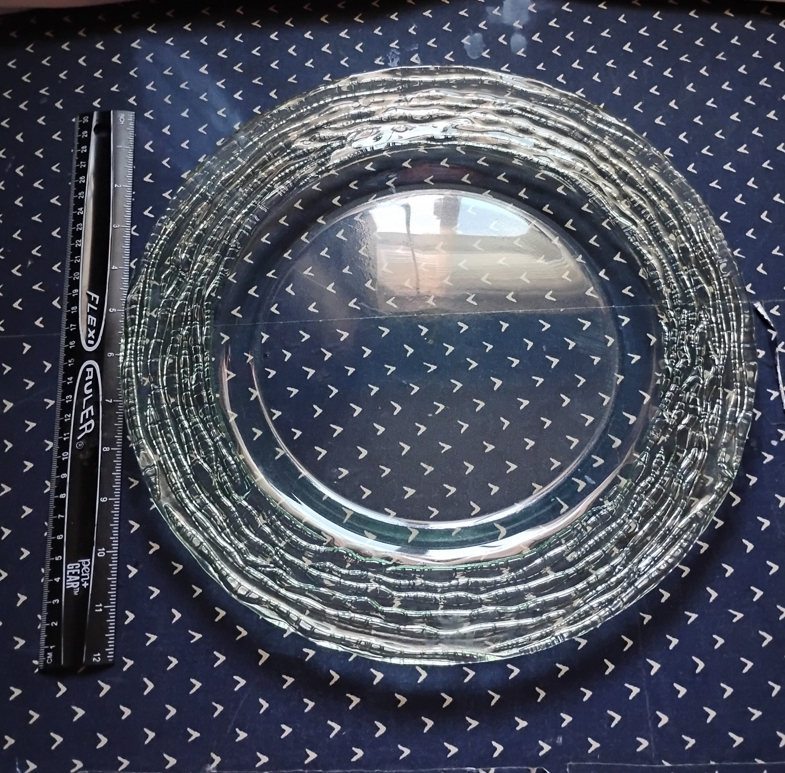 (7) Charger Plates Glass Silver Ruffle Bark Unbranded 12.5 Condition Varies