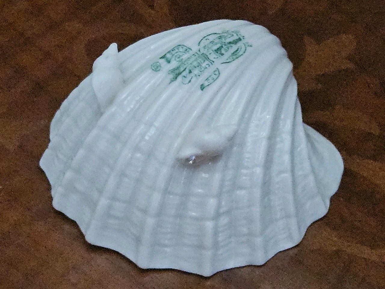 ESTATE ANTIQUE VINTAGE BELLEEK NEPTUNE PORCELAIN CORAL SHELL SERVING SUGAR BOWL