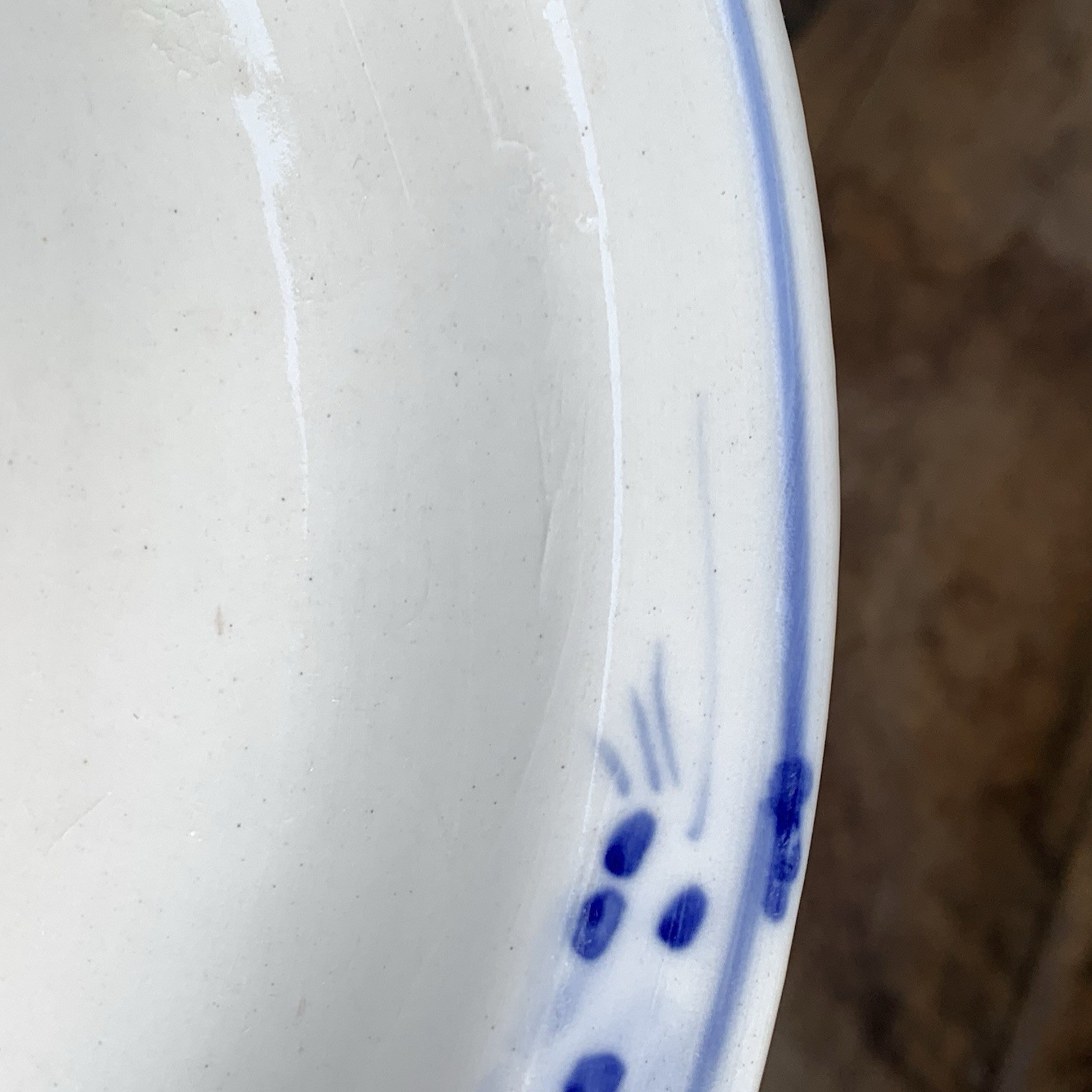 Blue White Serving Dish 10.5” Round Ceramic Earthenware