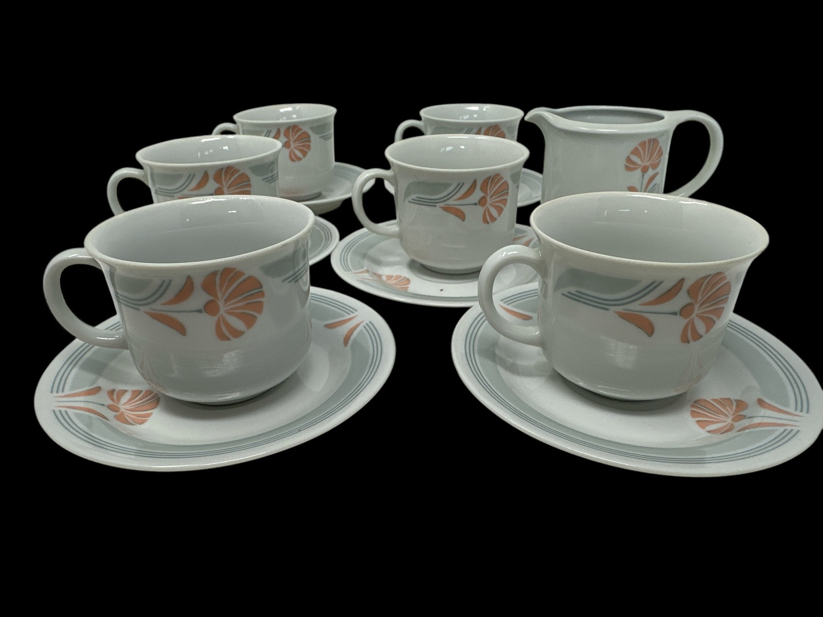 VTG 70’s JlMenau Graf Von Henneberg White Floral Porcelain German Demitasse Set