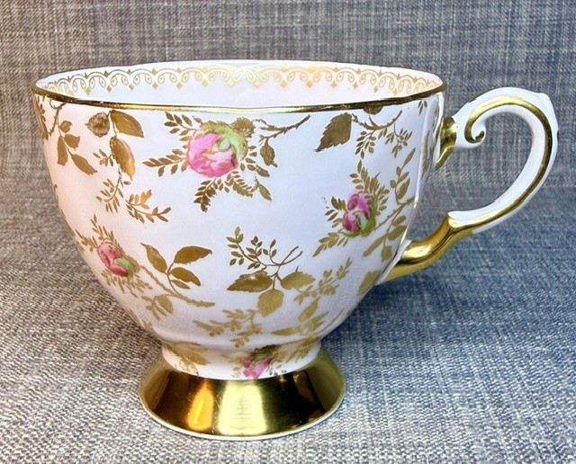 Vintage Royal Tuscan Teacup and Saucer Sunshine Rose Pattern English Bone China