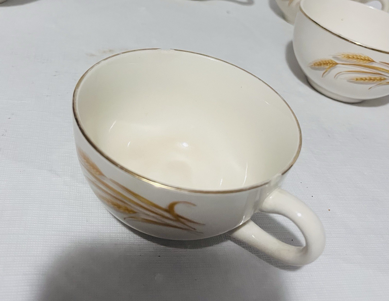 Lot Of 8 Vintage Homer Laughlin Golden Wheat cups 22K gold trim
