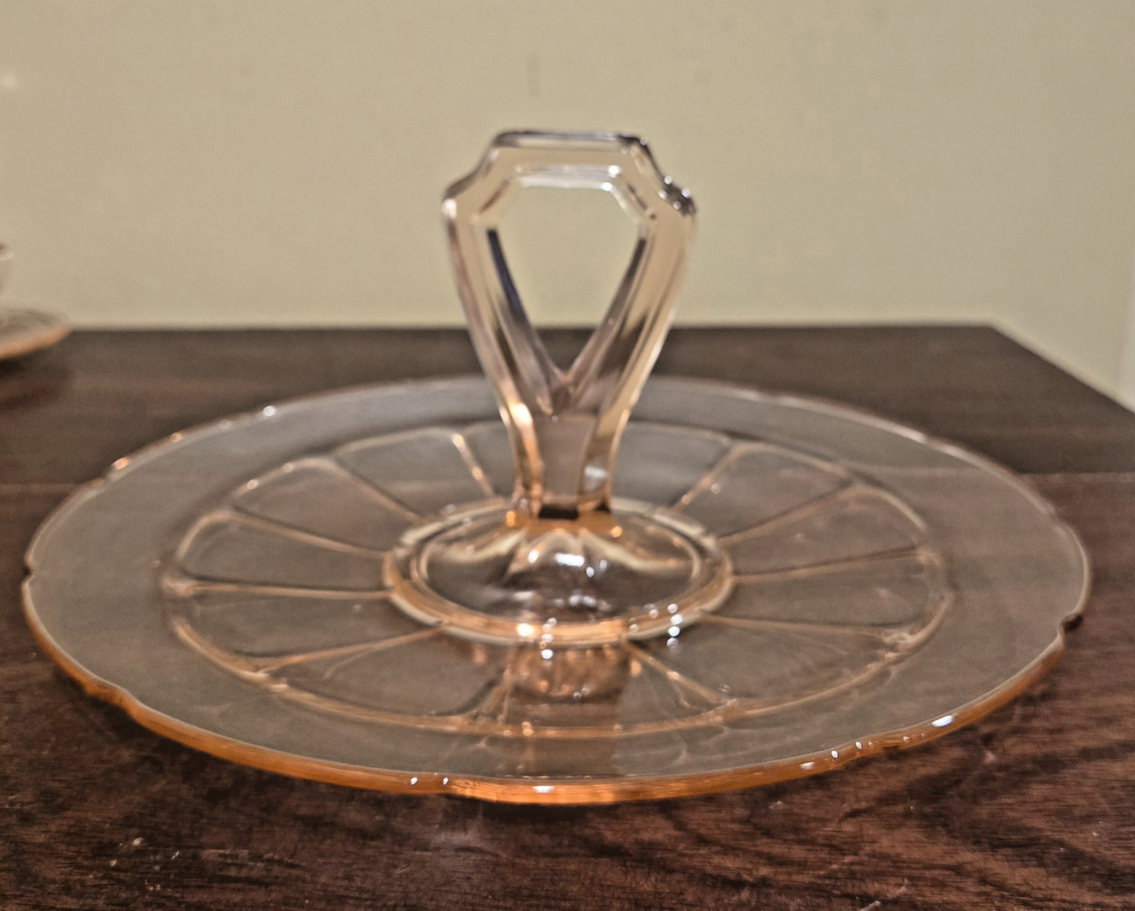 Pink Depression Glass Diamond Glass Co, Victory, Handled tidbit dessert server