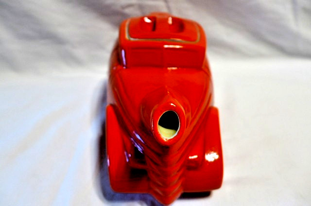 Vintage 1938 Hall China Art Deco Car Automobile Figural Teapot Rare Red Glaze