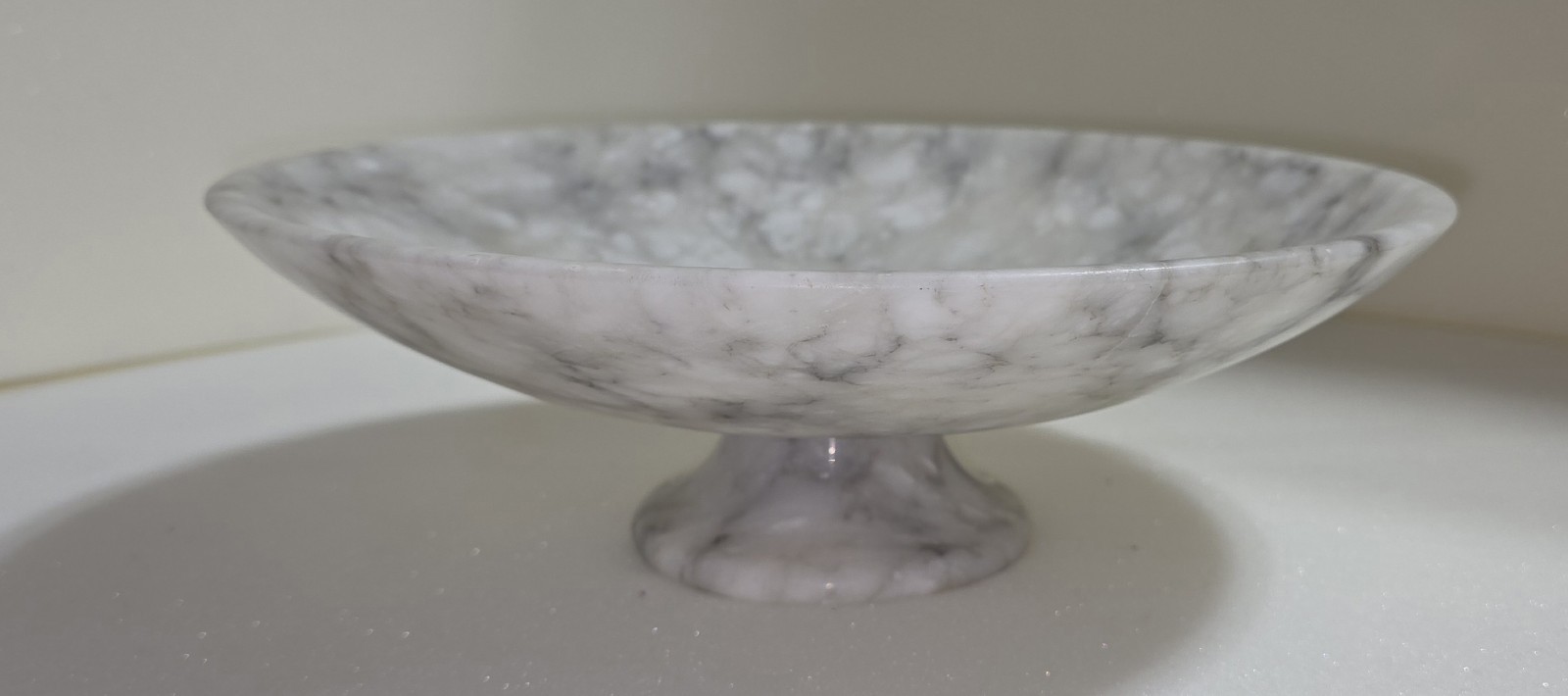 Vintage 12″Diameter ALABASTER MARBLE Compote Centerpiece Bowl ITALY