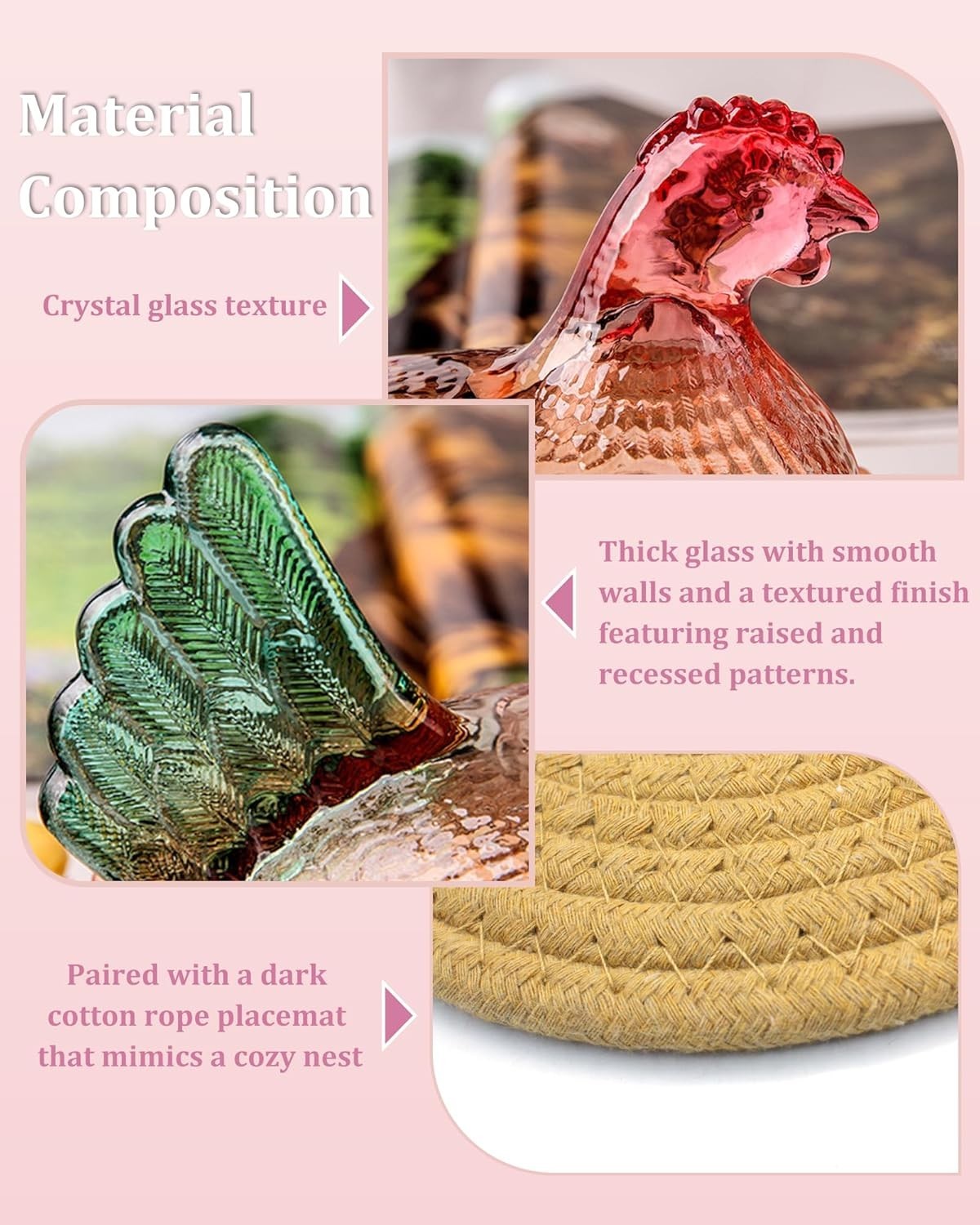 Glass Hen on Nest Candy Dish with Lid Pedestal Bowl Decor
