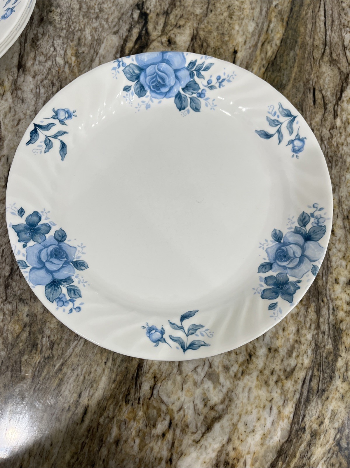Vintage 5 Corelle Corning Blue Velvet Rose Vitrelle Dinner Plates 10 1/4″ 🇺🇸