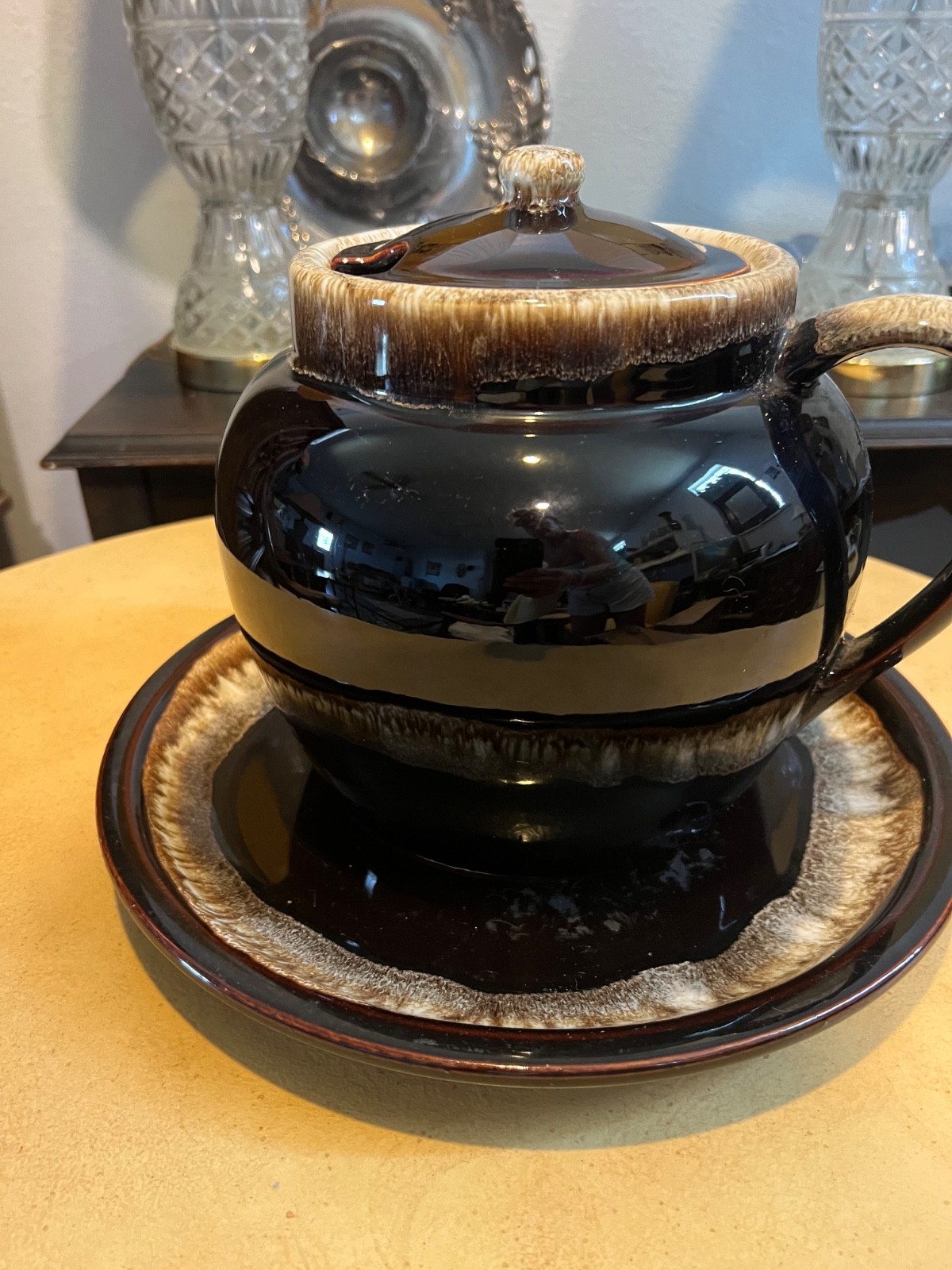 vintage Pfaltzgraff gourmet brown drip glaze soup bean pot tureen No Lid/Ladle