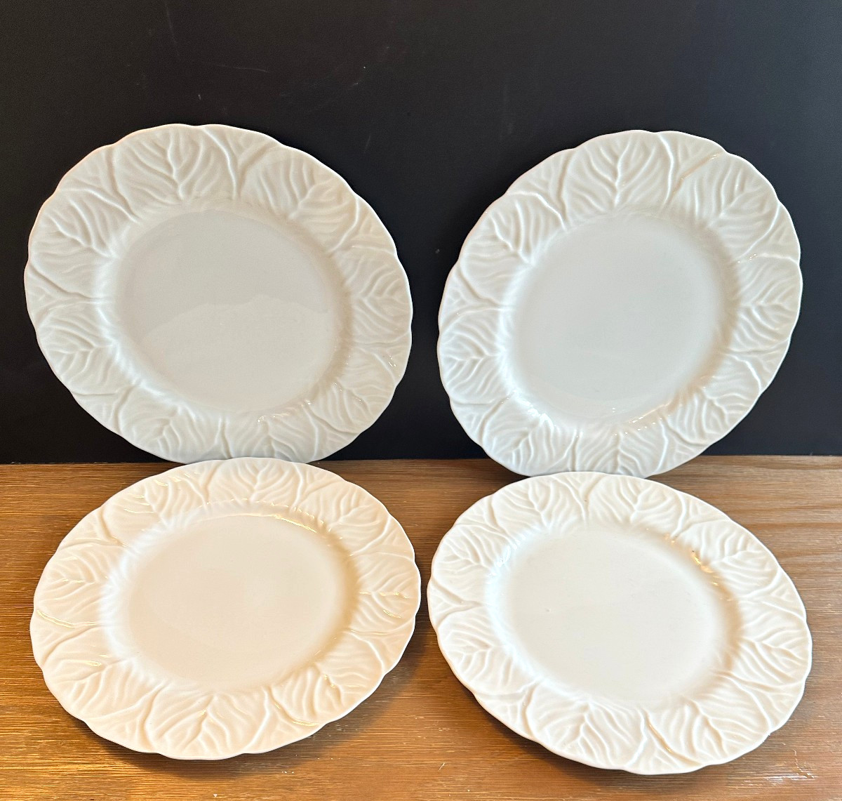 Wedgewood Countryware White Bone China porcelain Cabbage Leaf Dinner Plates 4