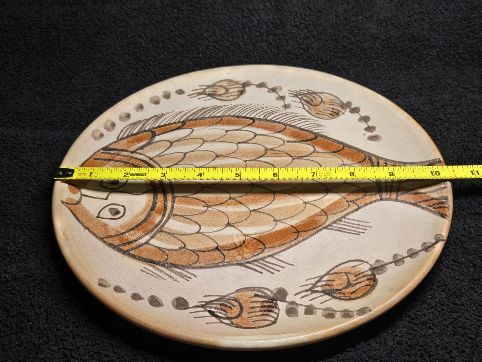 Vintage TENH Greek Pottery Fish Wall Plates Set of 3 Hand Painted 11″