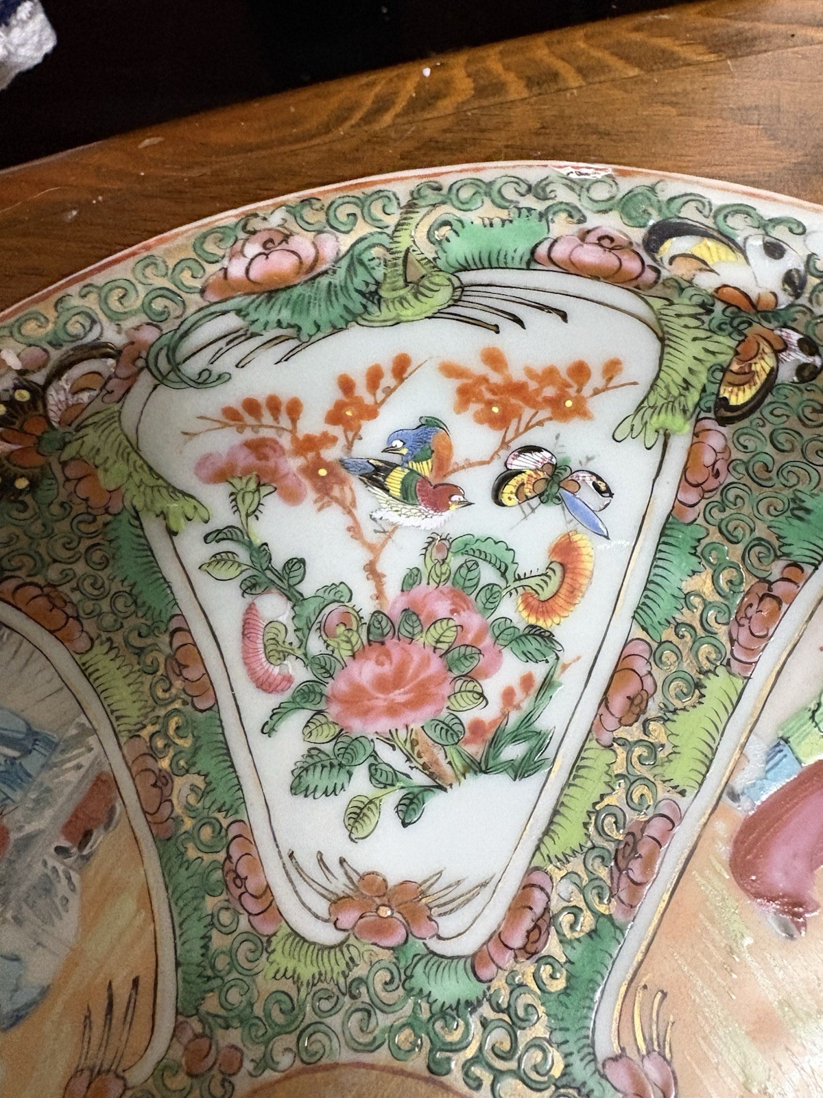 Antique 19th Century Chinese Rose Medallion Porcelain Platter- 11×9 in