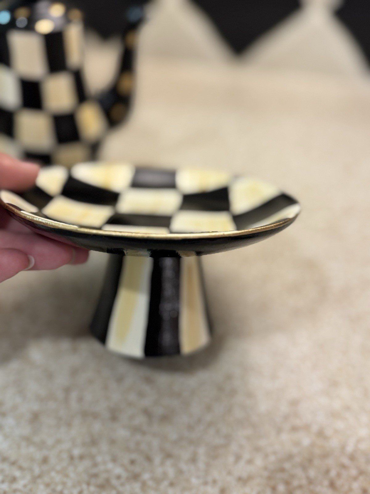 McKenzie Childs INSPIRED Mini Creamer And Pedestal
