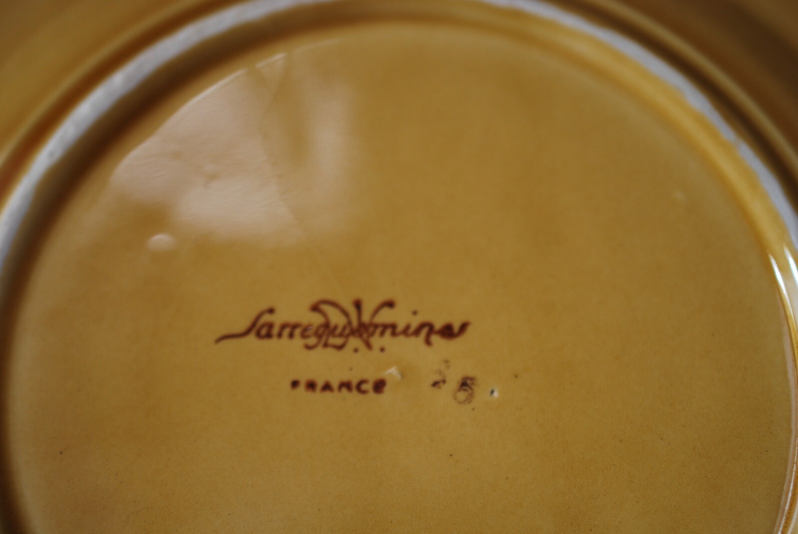 Vintage Sarreguemines Majolica Fruit Plate Plums and Leaves France 1920-1950