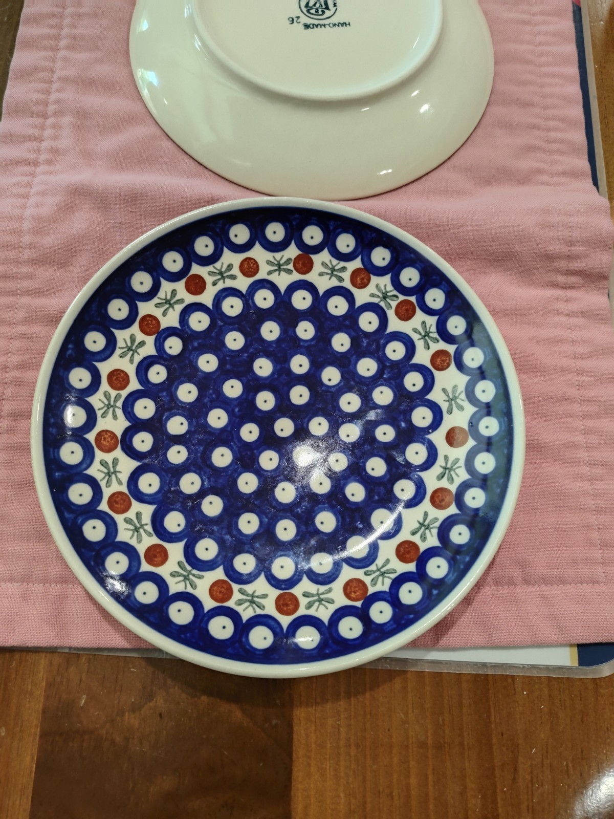 Manufatura Boleslawiec Polish Pottery Plate 7.25″ D Blue Red Green Salad/Dessert