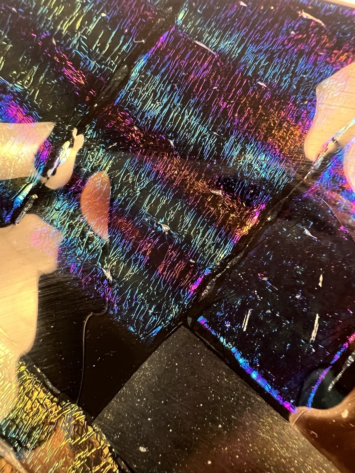 Paul Hathcoat 1990 Dichroic Fused Art Glass Platter Iridescent 12” Signed Dated