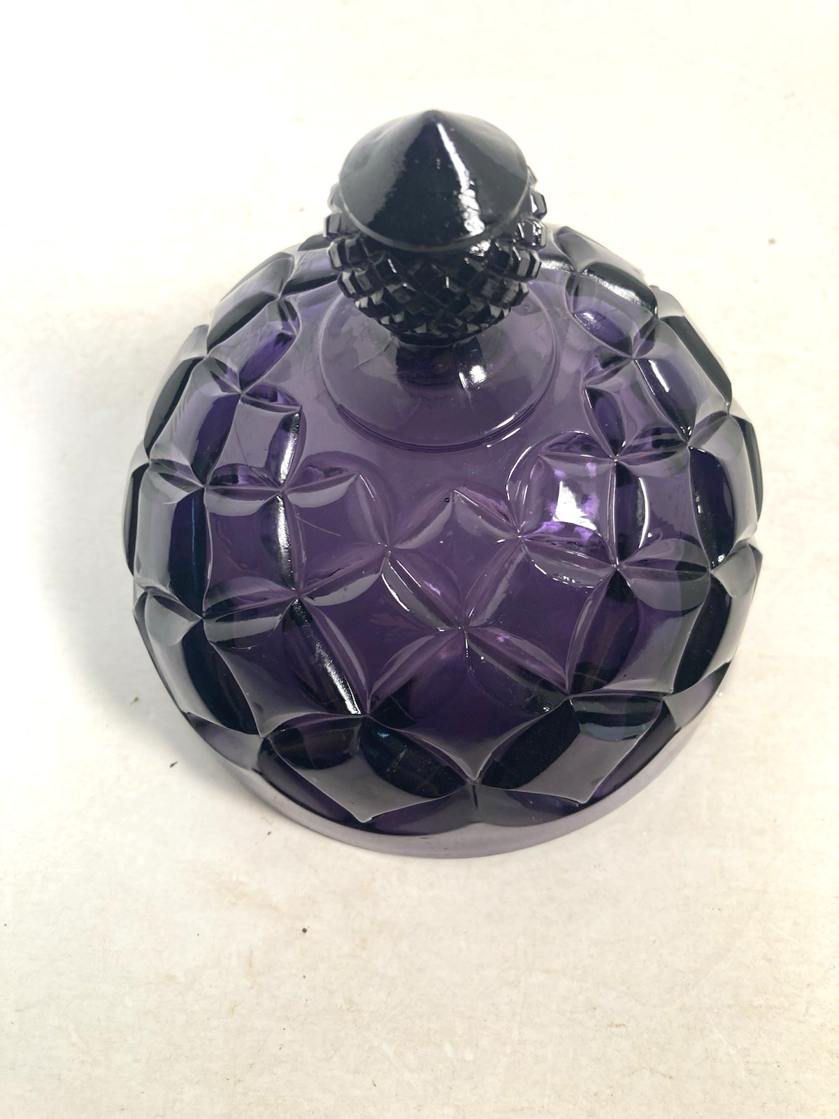 Butter dish, irradiated Purple Glass Pressed Glass