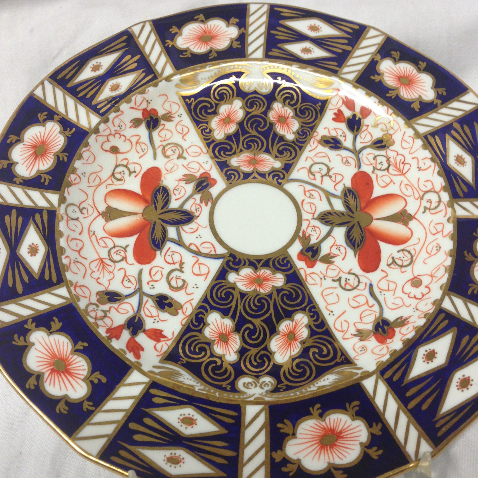 ROYAL CROWN DERBY TRADITIONAL IMARI SALAD PLATE 8″ BLUE PANELS RUST FLOWERS GOLD