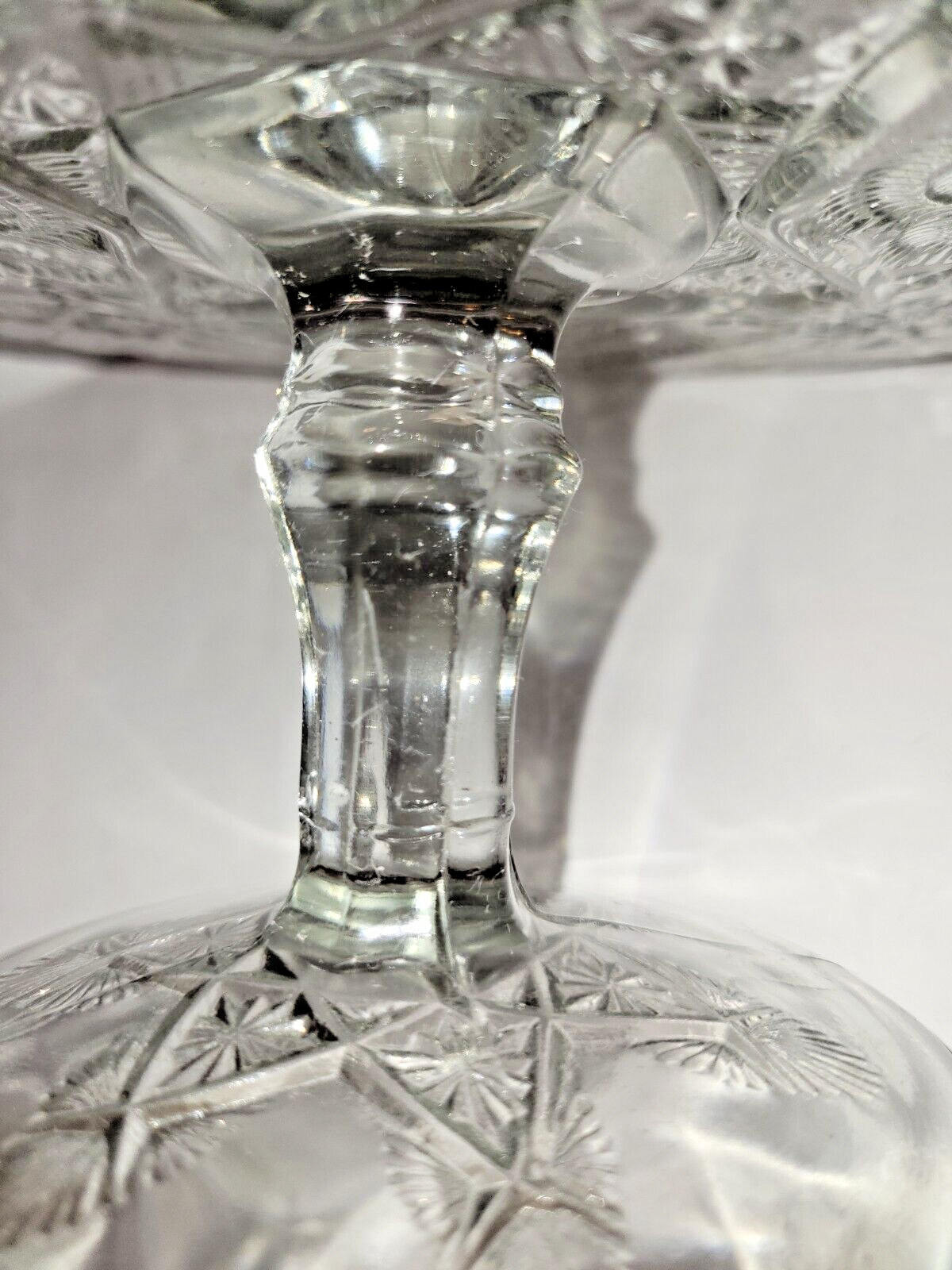 Antique Indiana Glass 1905-20 Cake Pie Pedestal Stand EAPG Rayed Flower 9.5″