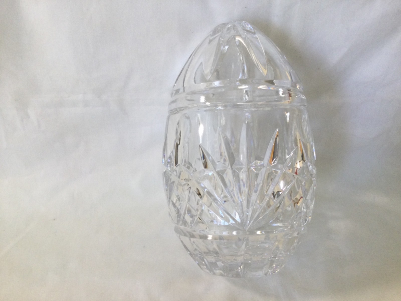 Crystal Egg Shaped Trinket Dish Easter Candy Jar Clear Crystal