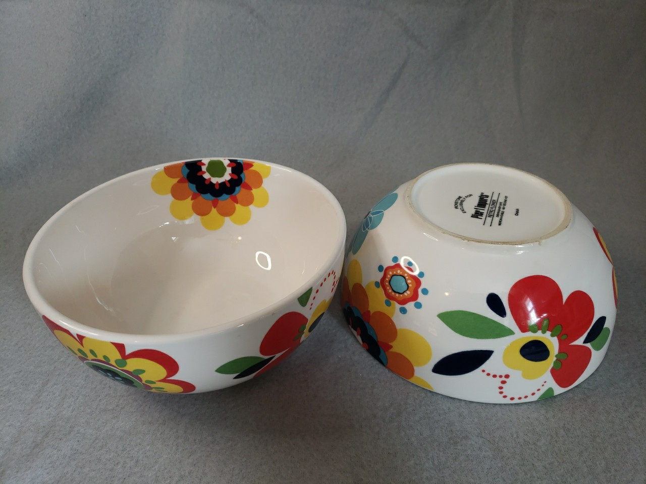 Pier 1 Retro Flower Ironstone Bowl 6.5 in Groovy Colorful Floral Dish