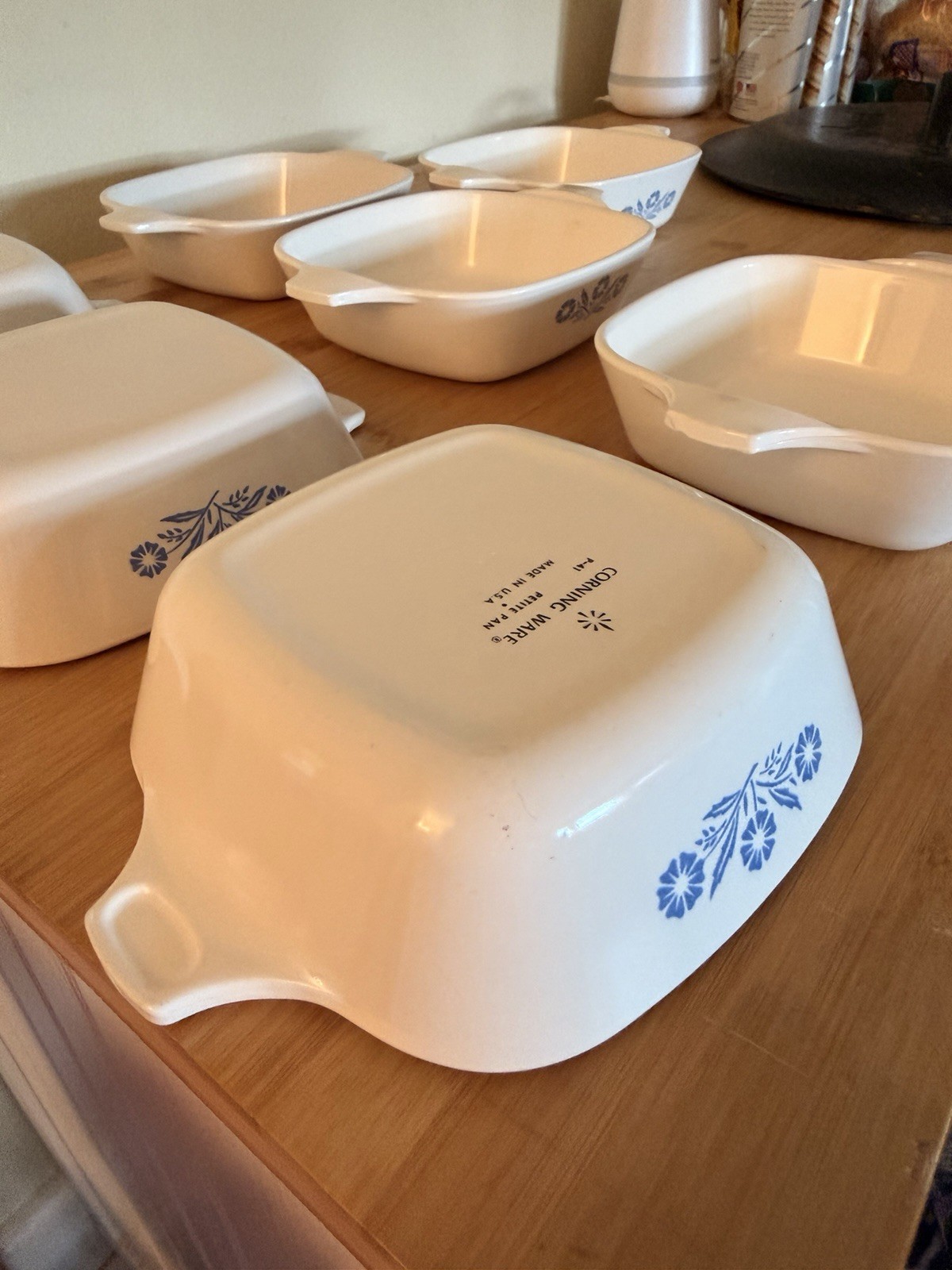 Vintage Corning Ware Blue Cornflower P-41 Set of 7 Petite Pans No Lids