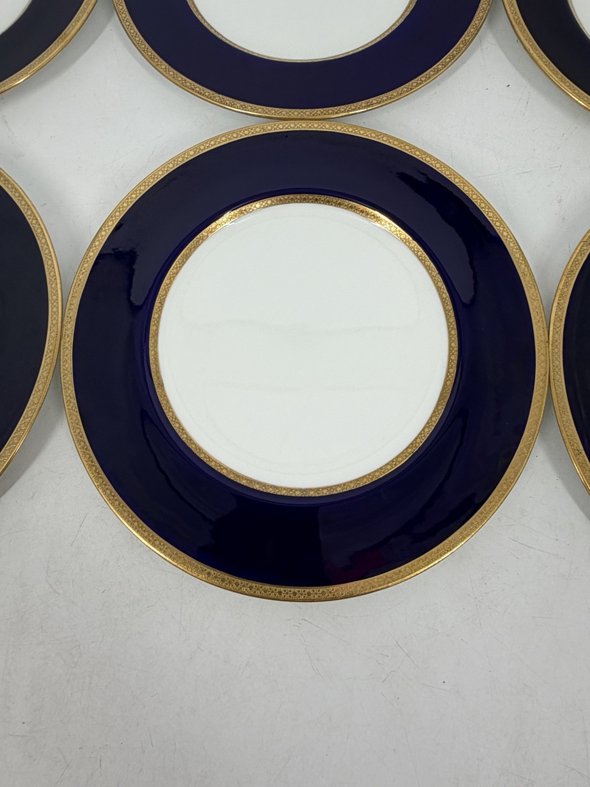 Tiffany & Co Coalport England Cobalt Blue Gold Encrusted Dinner Plates Lot 6