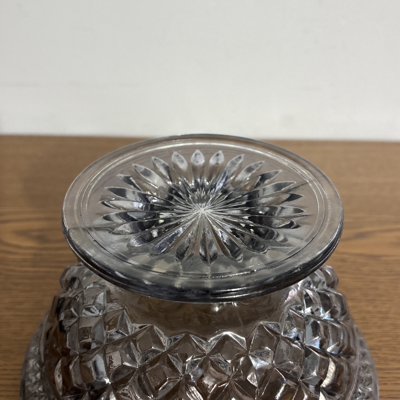 VTG Anchor Hocking Wexford 7.5” Diamond Smoky Gray Iridescent Candy Dish