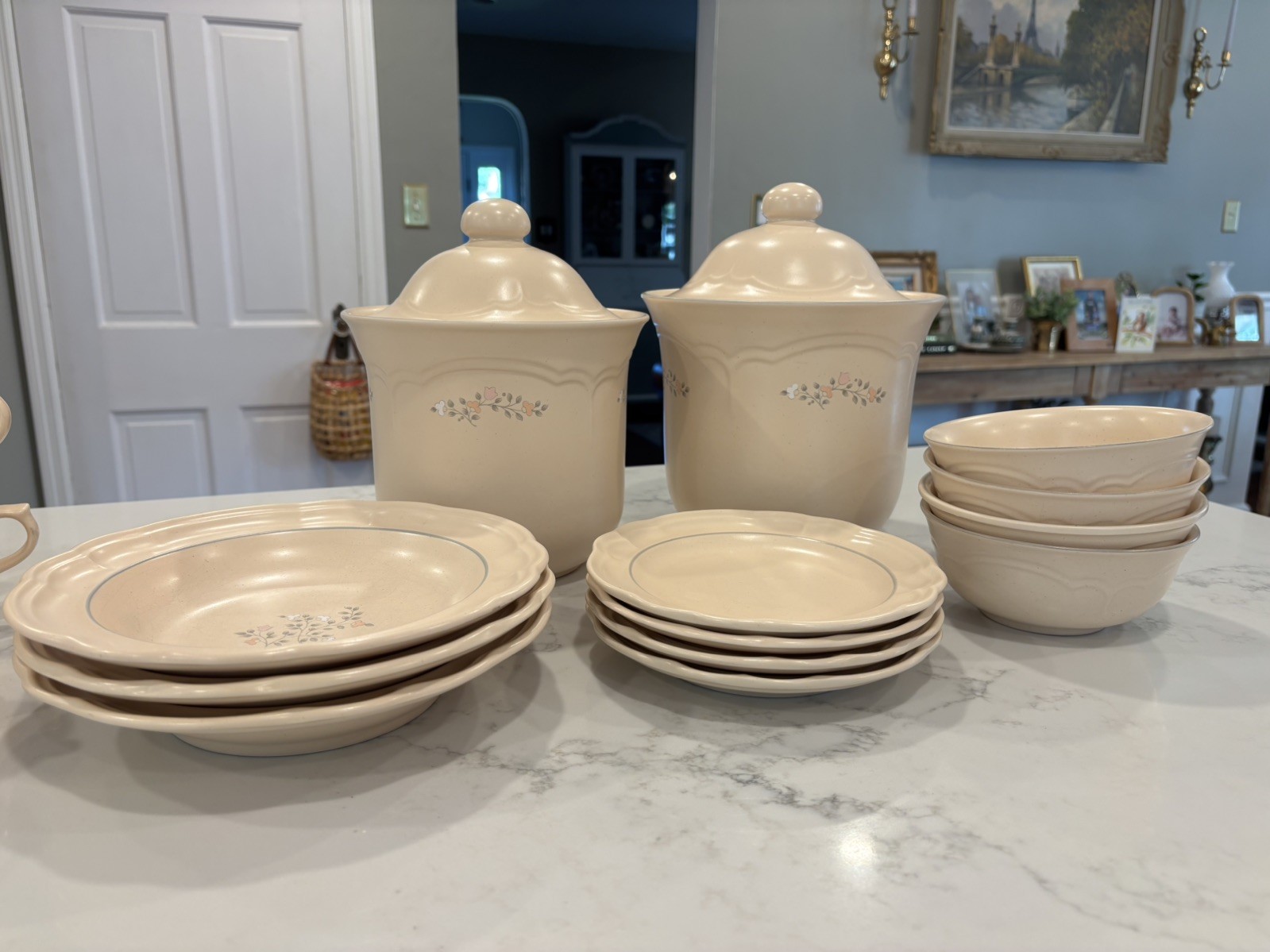 Pfaltzgraff Remembrance VINTAGE FLORAL DINNERWARE LOT CREAM IVORY PEACH PINK USA