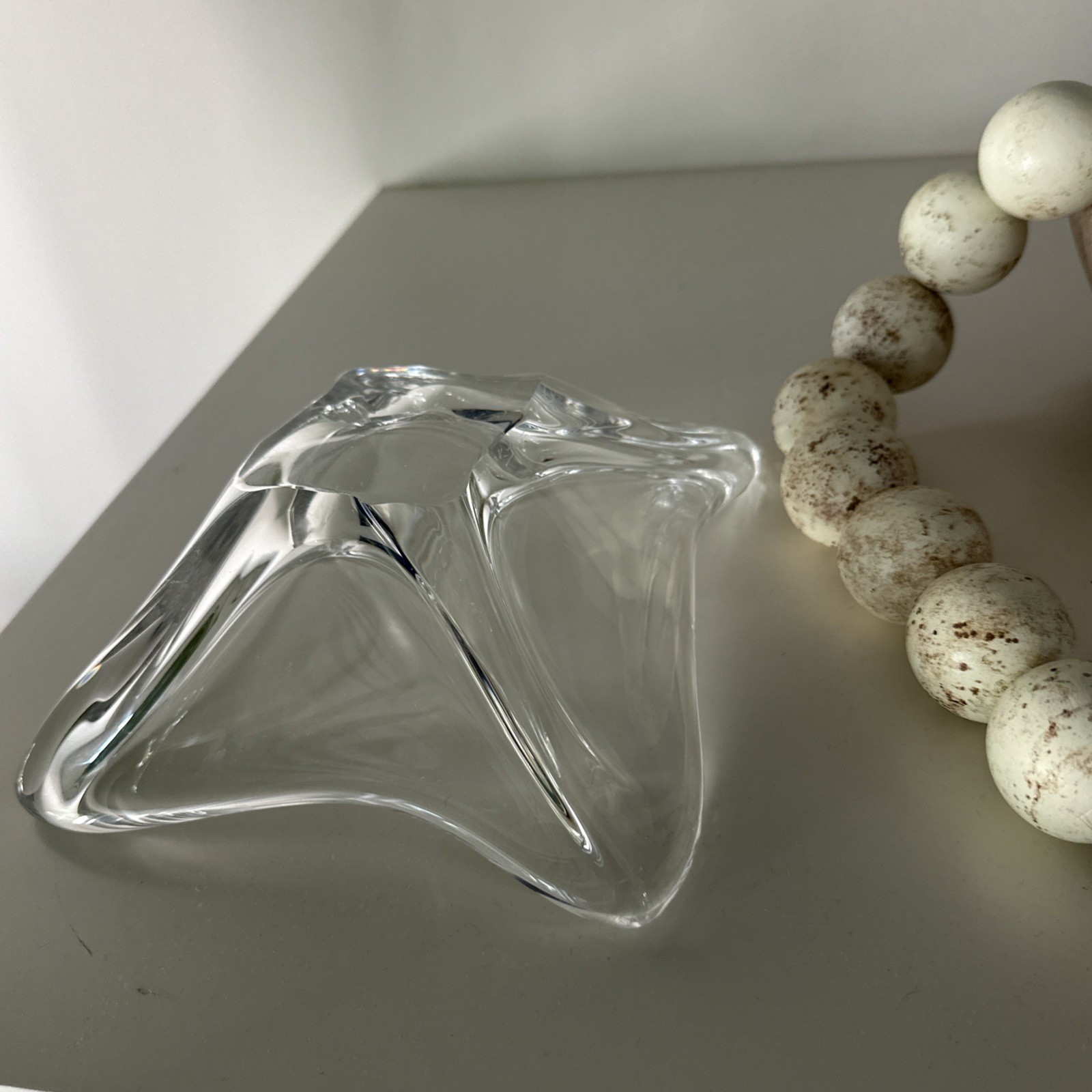 Daum France Signed Crystal Freeform Centerpiece Bowl Heavy Mid Century 9.5″x9.5″