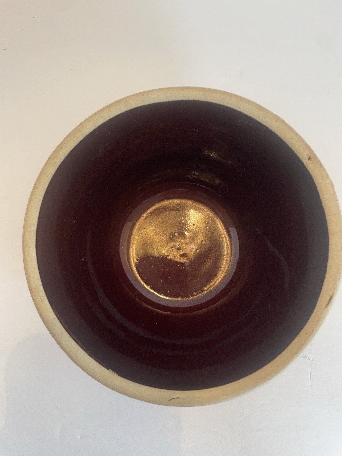 Vintage – Lt & Dk Blue & Burgundy Stoneware Set of 3 Bowls – 5, 5 1/8, 5 1/4 Dia