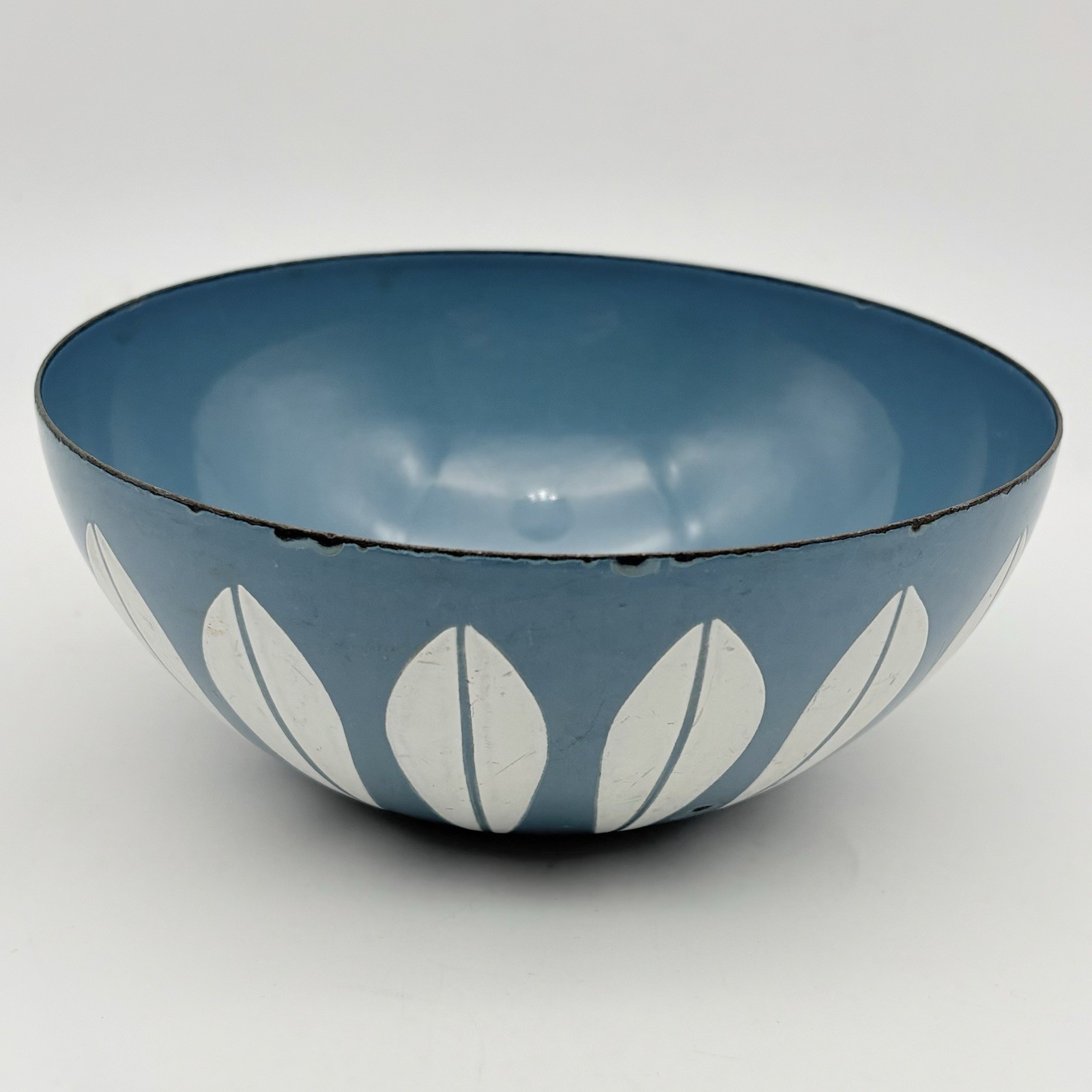 3 Vintage Cathrineholm Teal Blue Lotus Bowls From Norway 5.5 Inches Wide