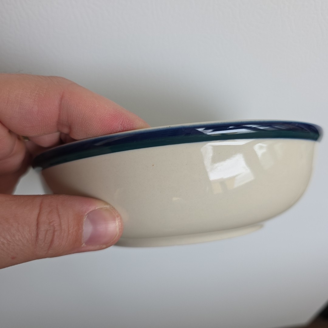 Kitchen Basics Colors By Tienshan Blue Green Stripe Cereal Soup Bowl