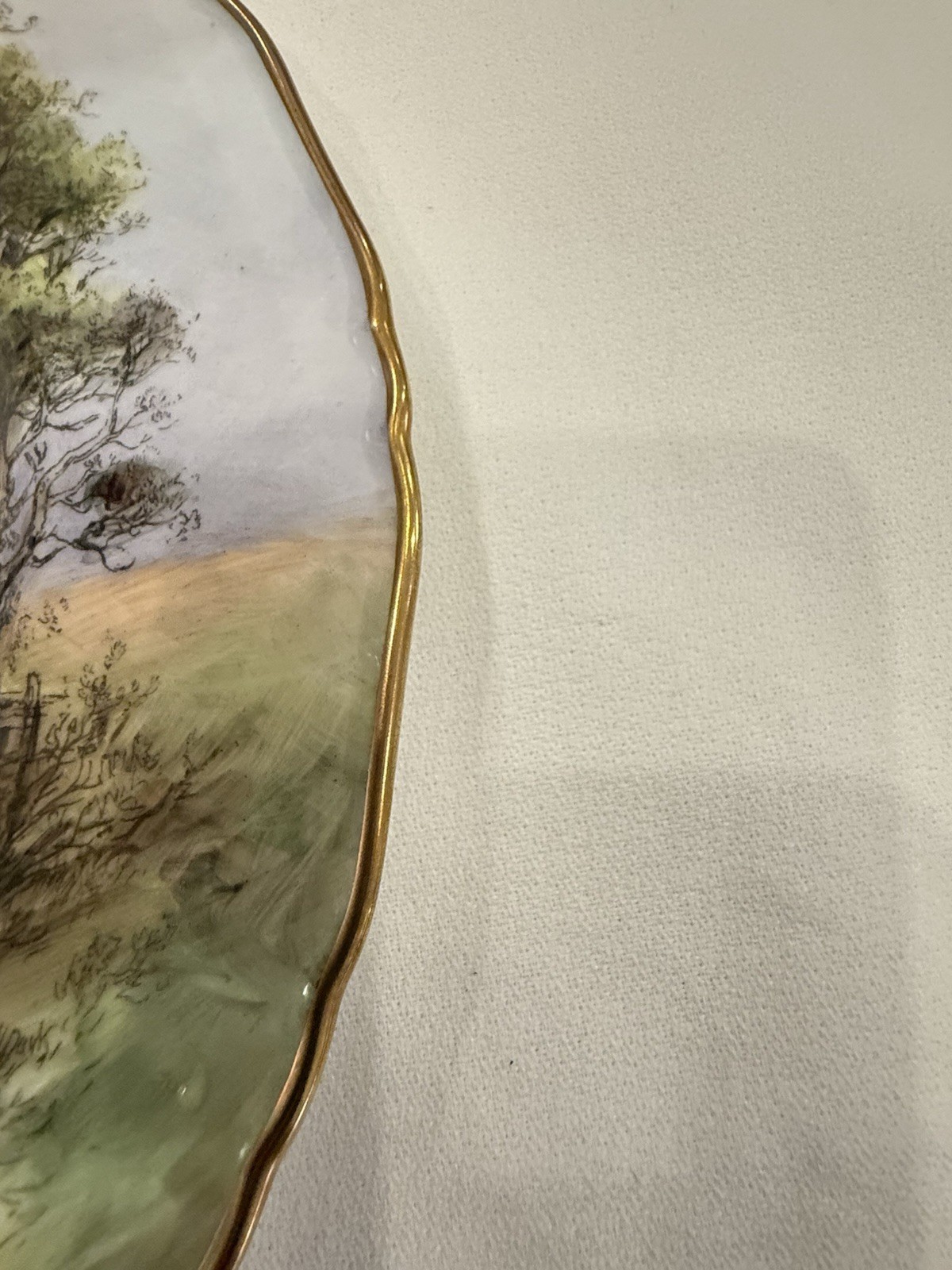 Pristine 1952 Royal Worcester Peter Love Signed Cabinet Plate Harvington 10.5″
