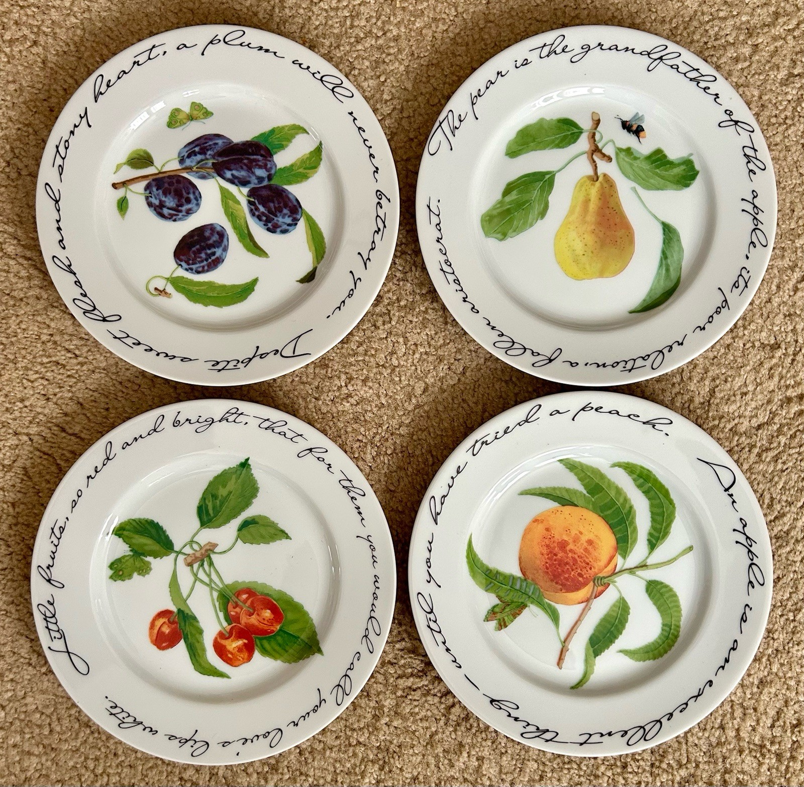 (4) WILLIAMS SONOMA Orchard Suite Ceramic Salad Bread Dessert Plates 7-3/4”