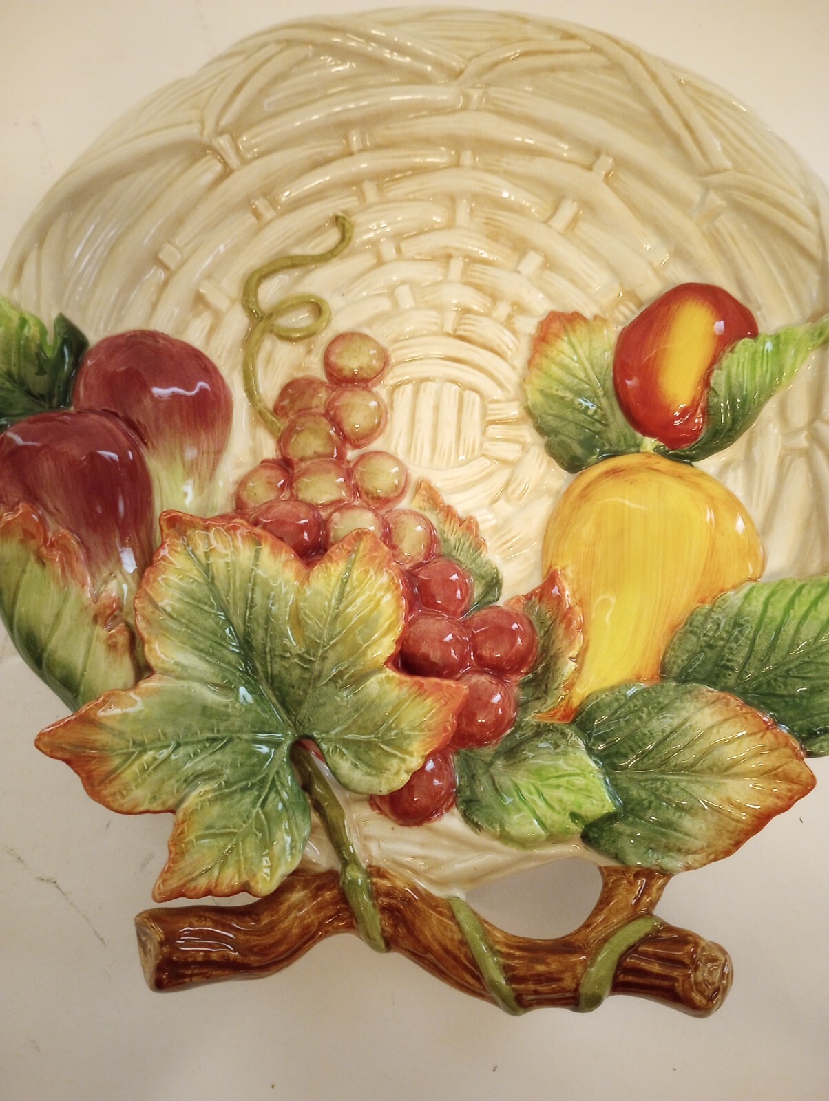 Fitz and Floyd Classics Country Gourmet Canape Plate Embossed Fruit Basketweave