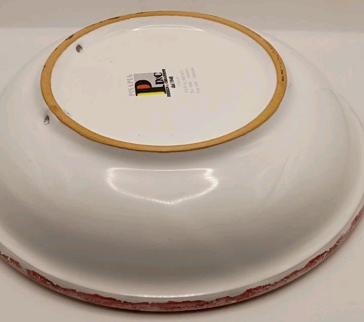 Vtg. Pisapia Italy Ceramic La Spaghettata Scarpara Recipe Bowl Red Sponge Paint